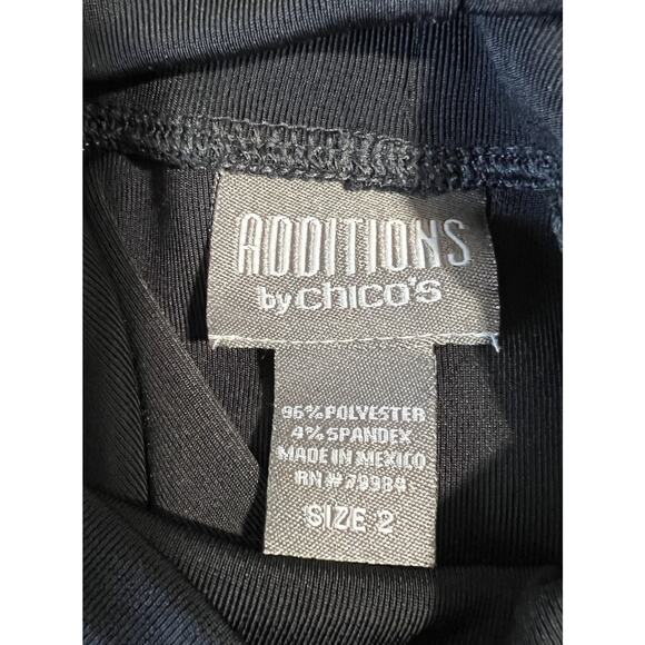 CHICOS Additions Women's L Slinky Black Travel Knit Cap Sleeve Mock Neck Top - Picture 5 of 5